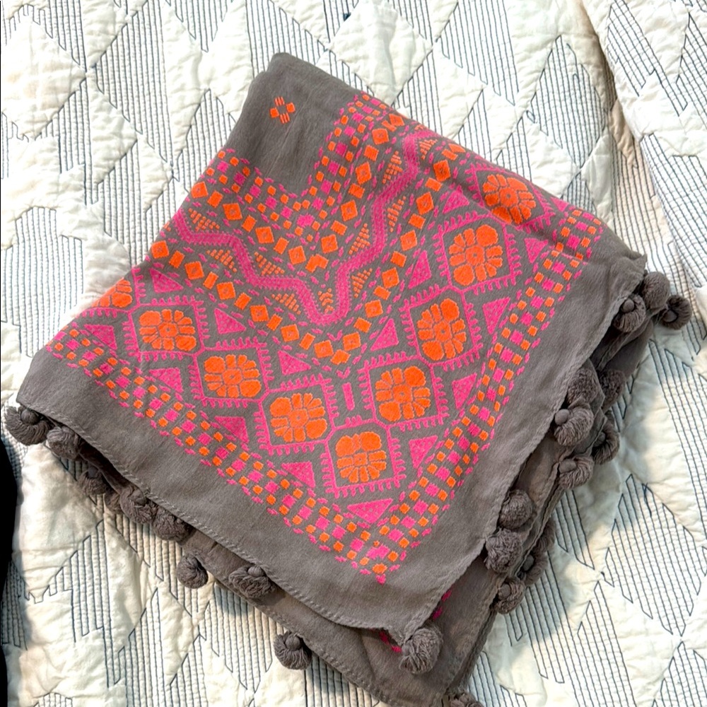 J. Crew Gray and Orange Scarf